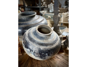 Vaso in argilla dipinto a mano con fasce decorate (40 x...