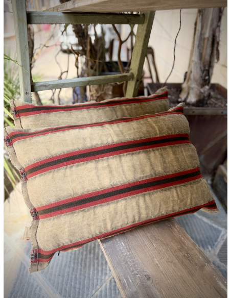 Cuscino Artigianale in Lino e Cotone a righe