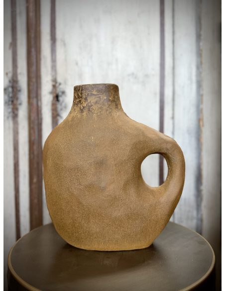 Vaso in terracotta effetto bronzo con manico