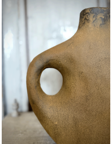 Vaso in terracotta effetto bronzo con manico