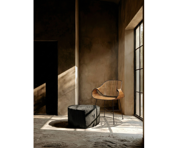 Sedia in rattan con struttura in ferro