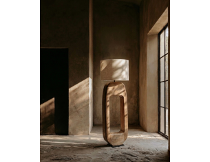 Lampada da terra in legno di mango stile Japandi (H 120 cm)