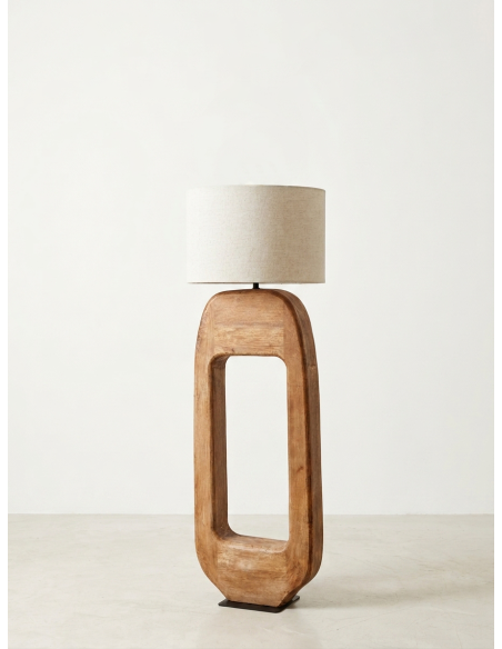 Lampada da terra in legno di mango stile Japandi (H 120 cm)