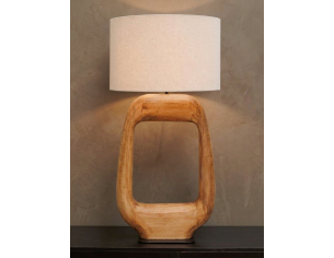 Lampada da tavolo in legno di mango stile Japandi (H 86 cm)