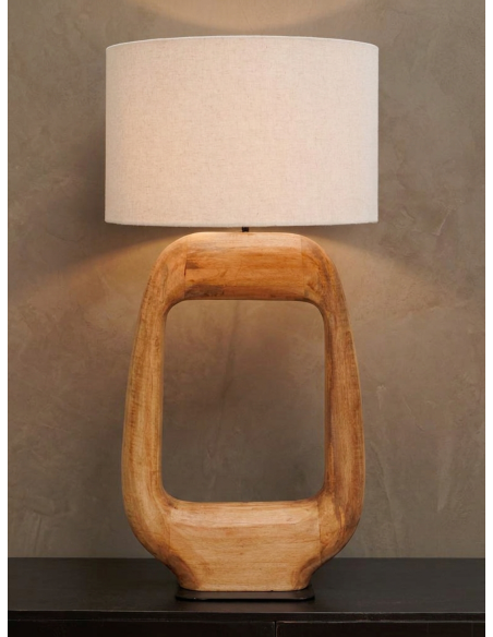 Lampada da tavolo in legno di mango stile Japandi (H 86 cm)