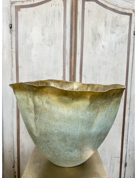 Vaso scultoreo in alluminio effetto rame (H 50)